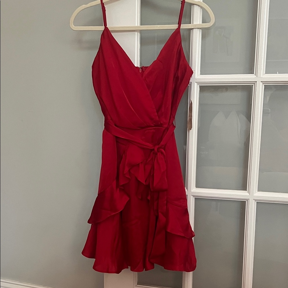 Altar'd State Vibrant Red Wrap Mini Dress